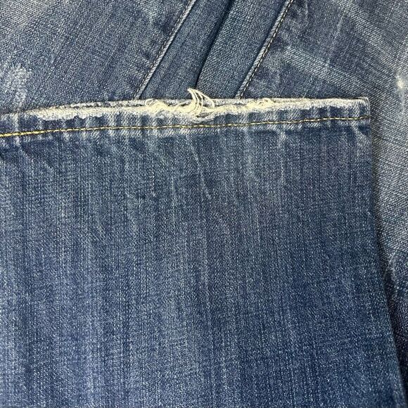 American Eagle Outfitters Blue Slim Straight Jeans Size 30/34 Distressed Denim - Picture 13 of 15
